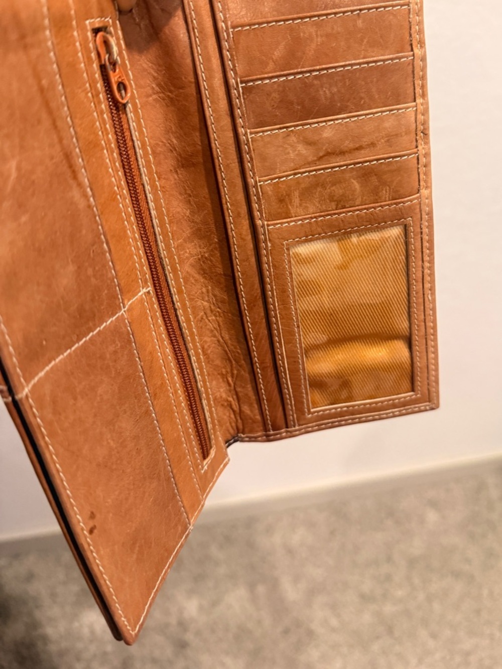 Leather Two-Tone Studded Wallet - Brown/Tan - Picture 8 of 9